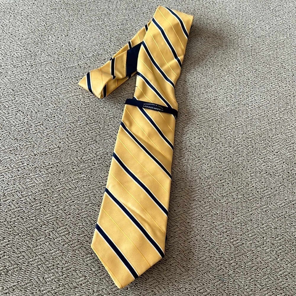 Yellow & Navy Skinny Stripe Tie